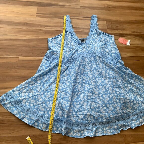 Arula 2X Light Blue Floral Dress Sleeveless Lace Mini Lined Sundress NWT - Picture 5 of 13
